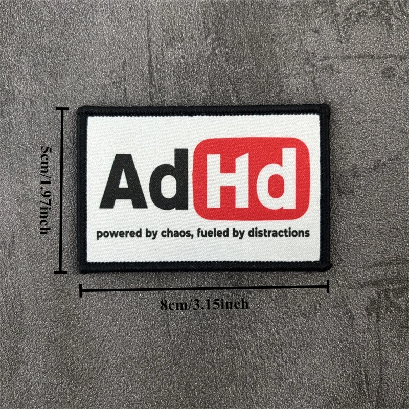 Parche táctico impreso "ADHD" para ropa, insignias de moral, parches militares con gancho, pegatinas para mochila - imagen 4