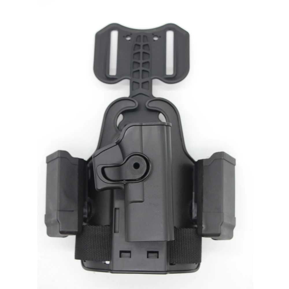 Funda de pistola de pierna caída de caza, funda de pistola táctica con bolsa de doble cargador para Glock 17 19 Colt 1911 Beretta M9 PX4 - imagen 4