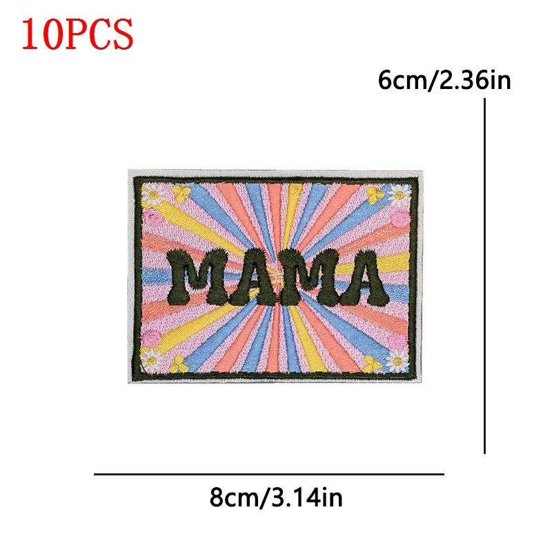 10 unids/set de parches bordados Fusibles para mamá para ropa, parches para planchar Feral en la ropa, parche para coser sol de mamá, regalos DIY - imagen 3