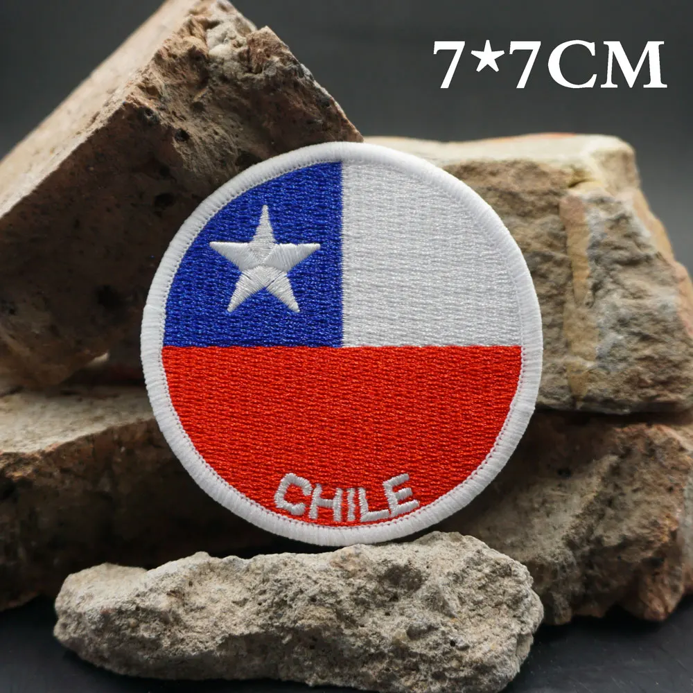 Parches bordados tácticos con bandera de Chile para mochilas y ropa, accesorios militares con respaldo de gancho o planchado