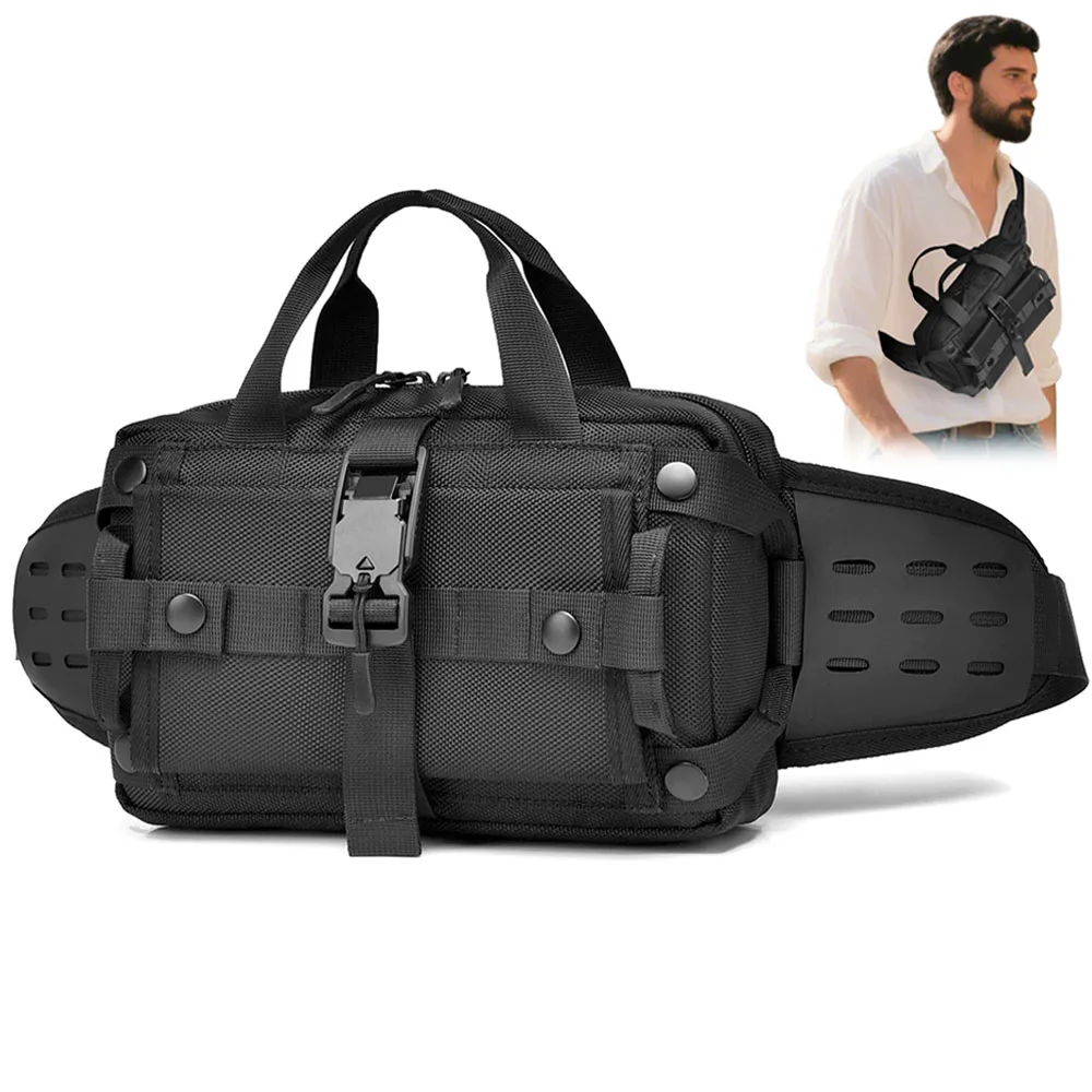 Riñonera táctica para exteriores, riñonera deportiva para el pecho, bolso con cinturón de hombro impermeable, bolsos cruzados EDC para caza y Camping