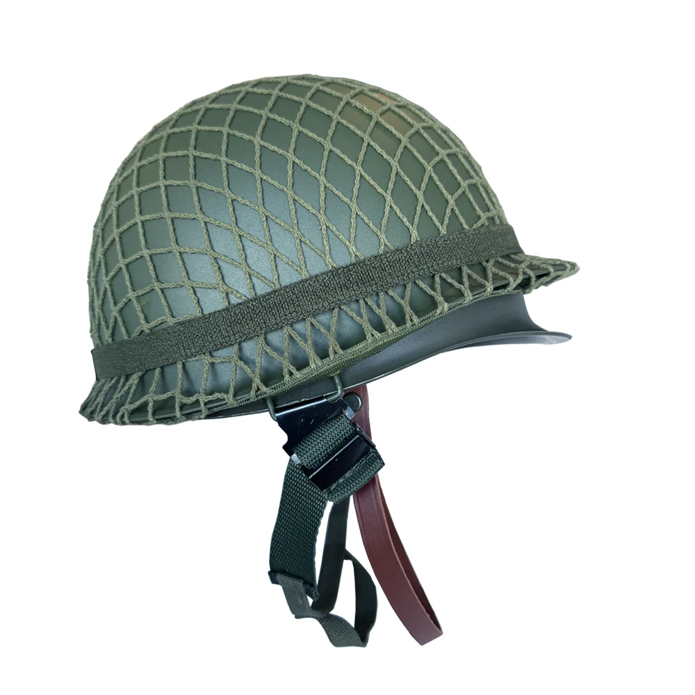 Casco de soldado WW2 M1, casco de EE. UU. para hombre, cubierta de red, ojo de gato, equipo integrado, combinación de casco de Metal - imagen 2
