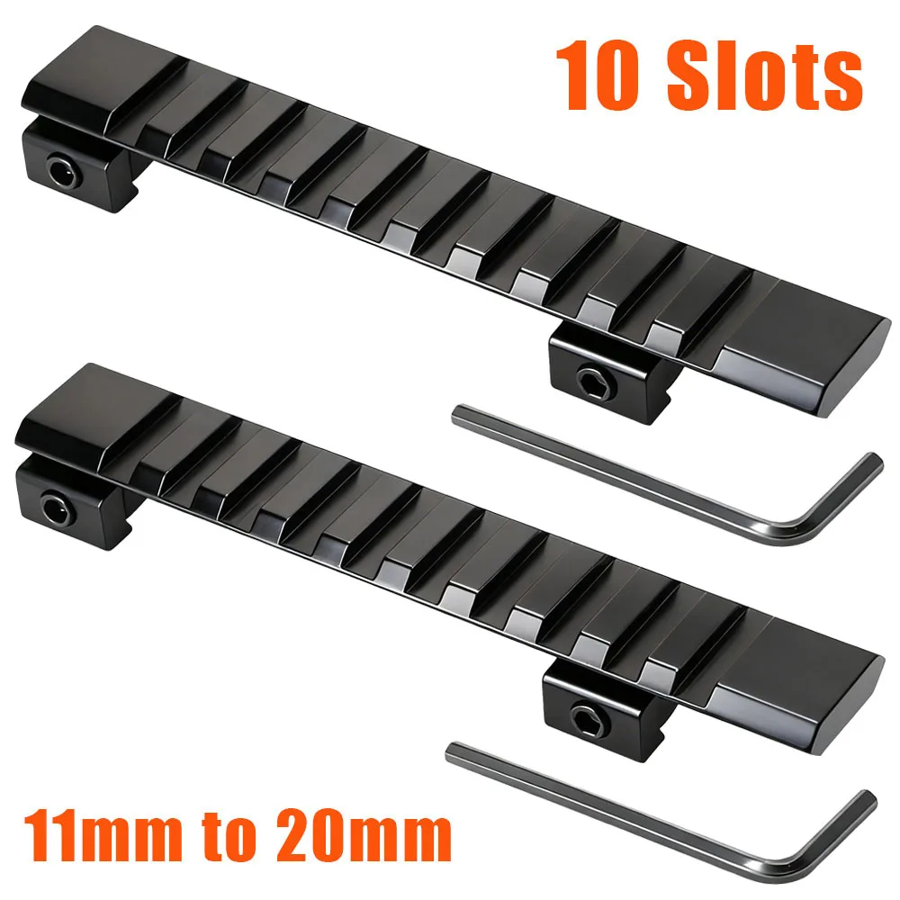 Adaptador de montaje elevador de riel Picatinny de 10 ranuras, cola de milano de 11mm a 20mm para mira de Rifle, adaptador de riel de montaje para mira de pistola Airsoft de 125mm