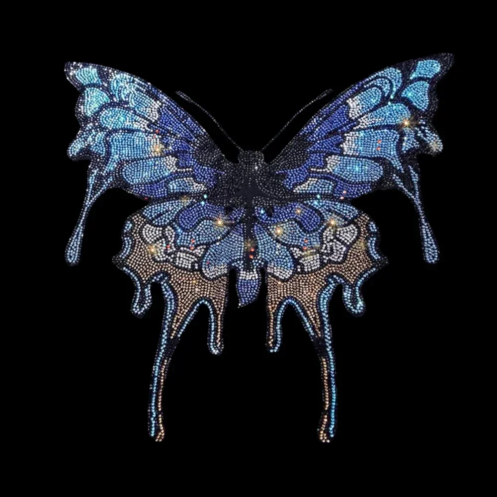 Parches de mariposa de diamantes de imitación con purpurina 3D, transferencia de hierro para ropa, accesorios de mariposas, apliques de vestido, pegatinas - imagen 3