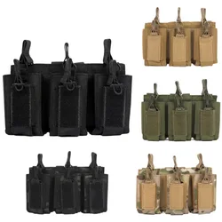 Bolsa táctica para revista Triple de 5,56 y 9mm Molle M4 M16, funda para Rifle Mag, soporte abierto para chaleco de caza, bolsa de cintura