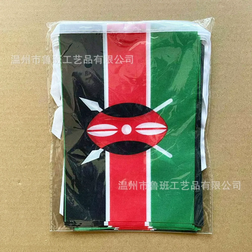 Banderines SKY FLAG de Kenia, 14x21cm, 20 unids/lote, banderas de cuerda de Kenia, banderín para decoración de fiesta y Festival - imagen 2