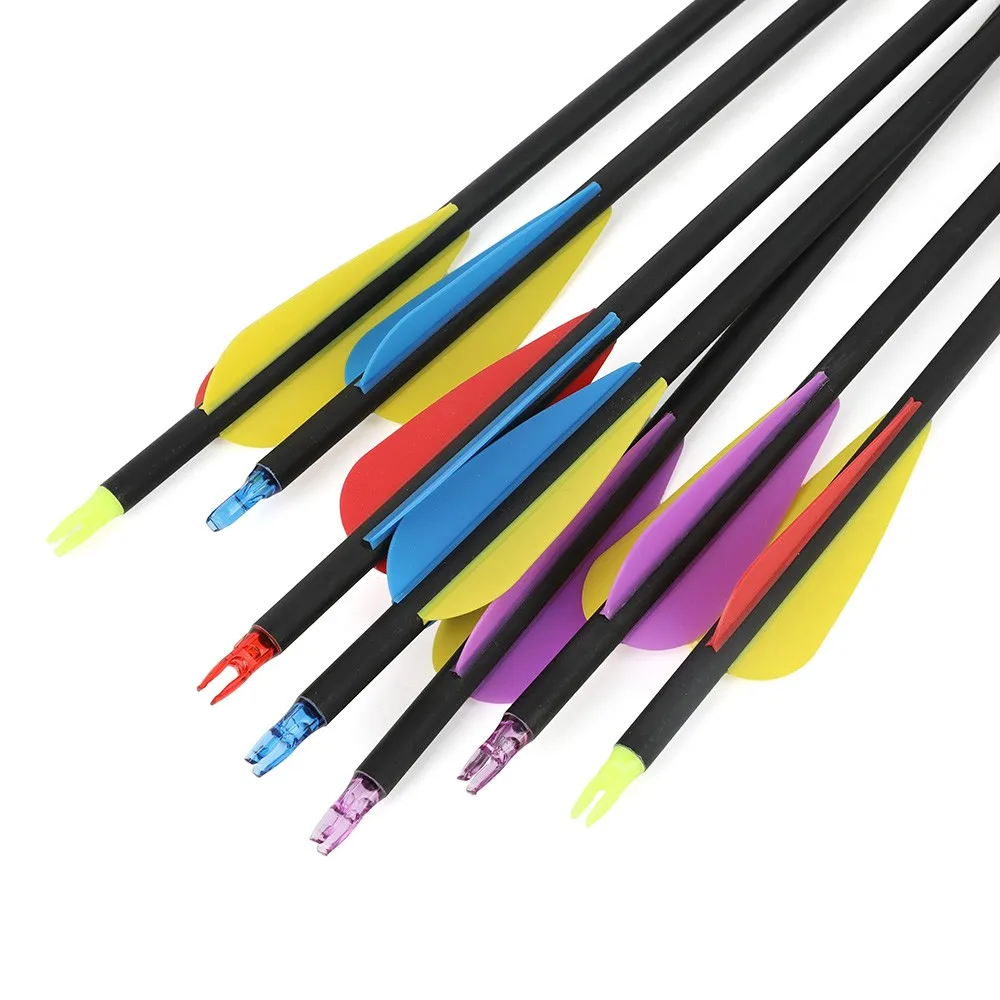 31,5 ''columna vertebral 500 mezcla de tiro con arco flecha de carbono puntas de 100gr paletas de goma de 3 pulgadas arco recurvo compuesto caza tiro práctica de objetivo - imagen 3