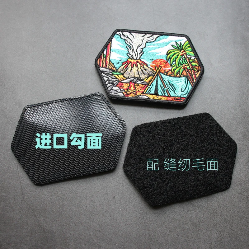 Accesorios para bolso completamente bordado, insignia, brazalete de paisaje volcánico, árbol de coco, bricolaje, Luna nocturna, Camping, parche para mochila moral grande - imagen 5