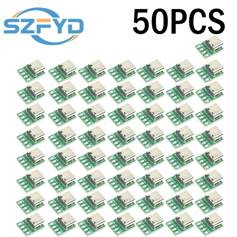 5-100 Uds conector USB 3,1 tipo C-adaptador de placa PCB de 16 pines, enchufe para transferencia de Cable de línea de datos