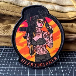 Parches con estampado de corazón para niña, insignia de moral de soldado hermosa para mujer, parche táctico con gancho y bucle, pegatina para mochila militar
