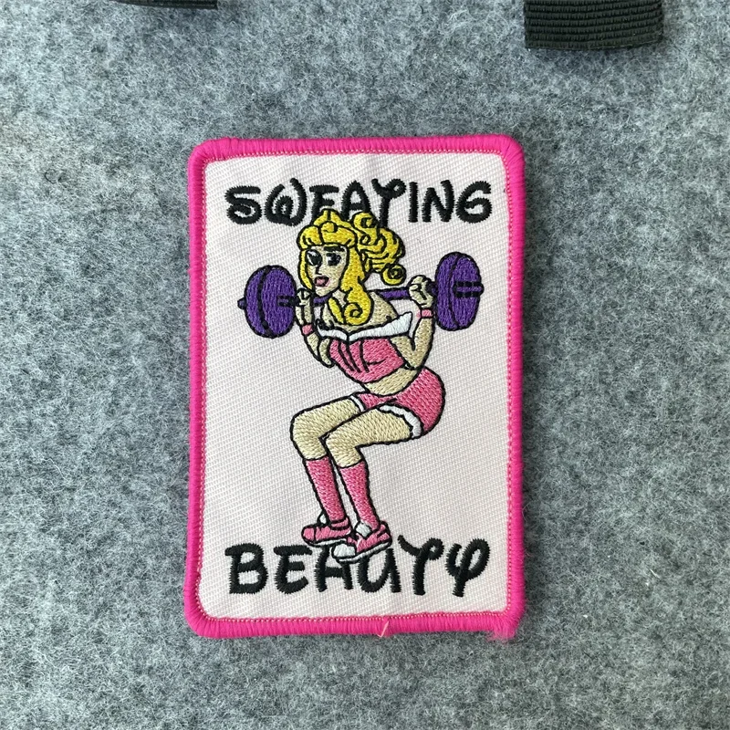 Parche de belleza para levantamiento de pesas, gimnasio, ejercicio, Fitness, parche bordado de dibujos animados para mochila, ropa, insignia de gancho y bucle - imagen 3