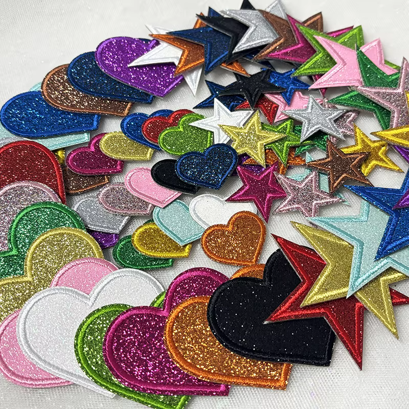 Parches bordados estrella corazón purpurina termoadhesivos para niñas - imagen 2