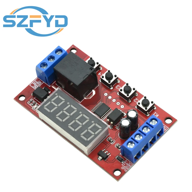 Módulo de relé de retardo de tiempo ajustable DC 5V 12V 24V 10A relé de sincronización Digital LED temporizador interruptor de gatillo de retardo interruptor de Control de temporizador - imagen 2