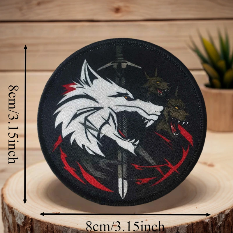 Parche táctico cabeza de lobo feroz con velcro para ropa - imagen 3