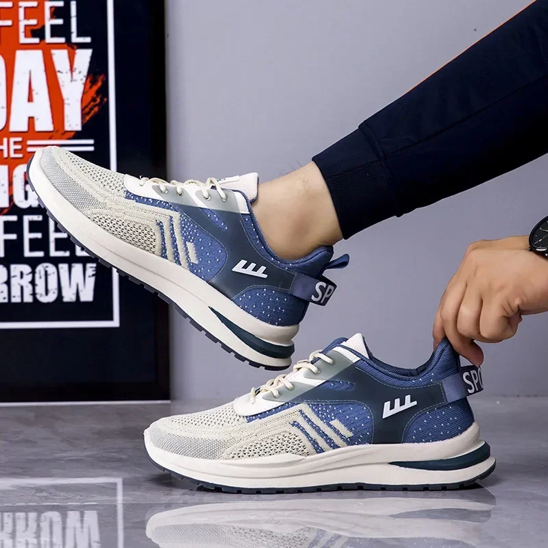 Zapatillas de deporte con cordones y parte inferior gruesa para hombre, calzado informal a la moda, con boca poco profunda, transpirables, para primavera y otoño, 2025 - imagen 4