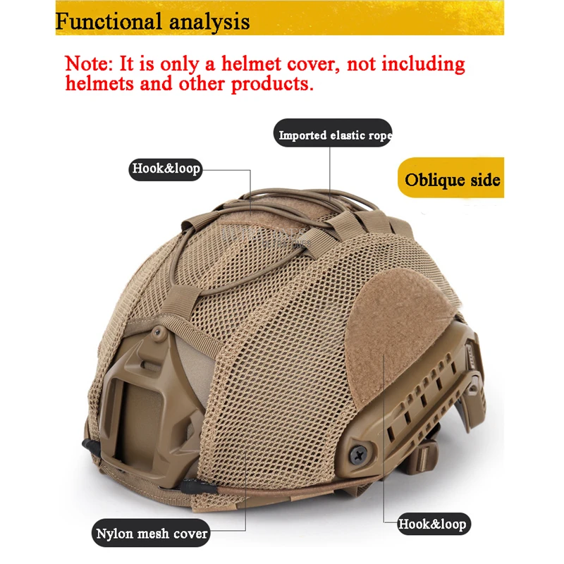 Cubierta de casco táctico rápido, protector ligero de tela de malla para caza, CS Wargame, accesorios para casco rápido - imagen 3