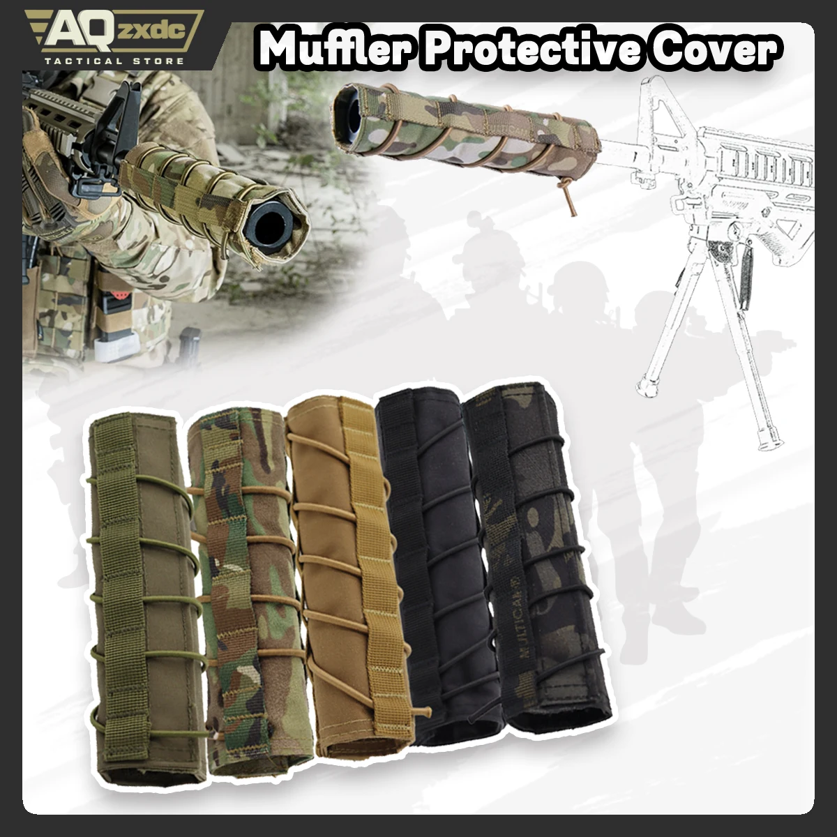 AQzxdc-cubierta táctica para supresor de 8,6 pulgadas, funda protectora para Airsoft, silenciador militar, cubierta de liberación rápida