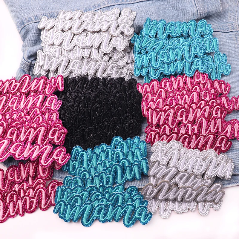 5/10 Uds. Parches bordados con letras Gritt MAMA, parche con letras de dibujos animados DIY, parches para planchar para ropa, sombreros, chaquetas, insignias para coser - imagen 3
