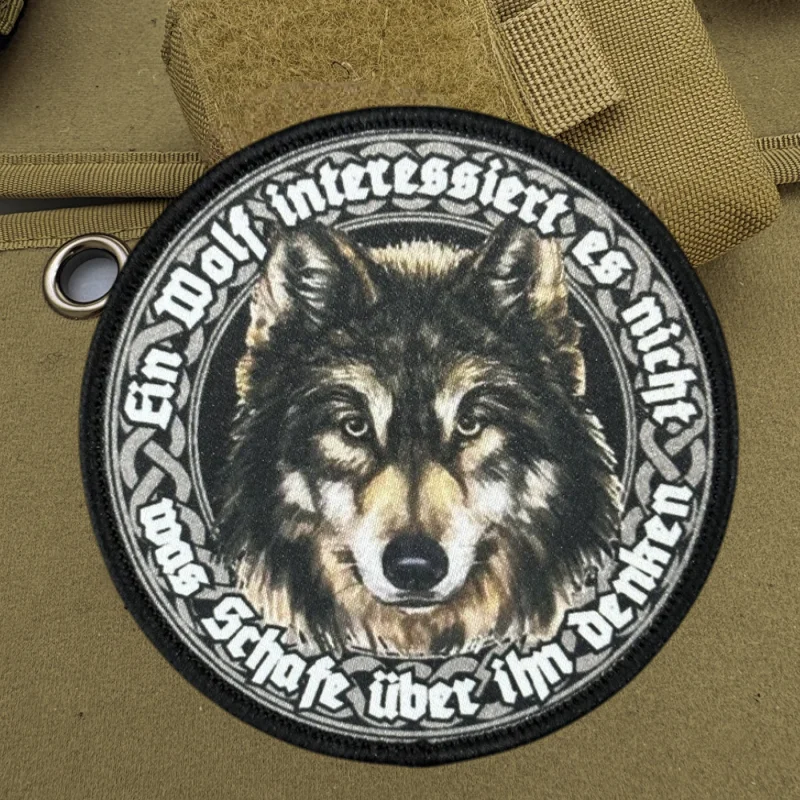 Parche con estampado de cabeza de lobo, chaleco táctico, sombreros con gancho y bucle, insignia de moral, mochila, pegatinas decorativas, parches para brazalete para ropa - imagen 5