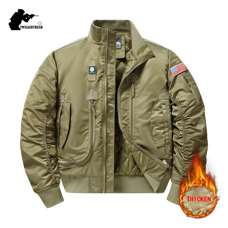 Chaqueta Bomber MA1 de invierno para hombre, ropa gruesa de gran tamaño con relleno de algodón, ropa de calle, Parkas informales A5F726 - imagen 2