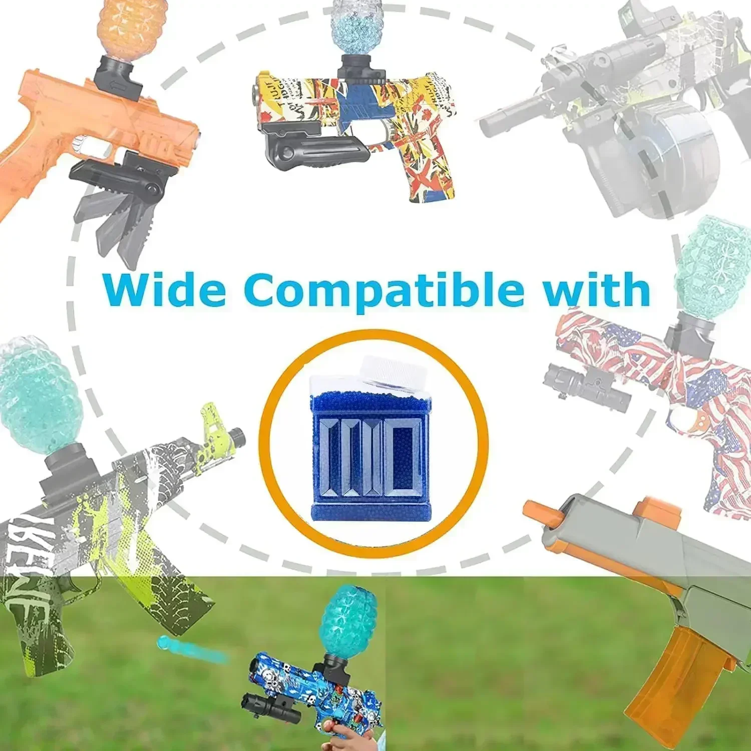 Bolas de agua de gel Blaster 100000 Uds. Bolas de gel de 7-8mm munición Compatible con pistola de gel agua Blasters Splatter Gall Orbez - imagen 5