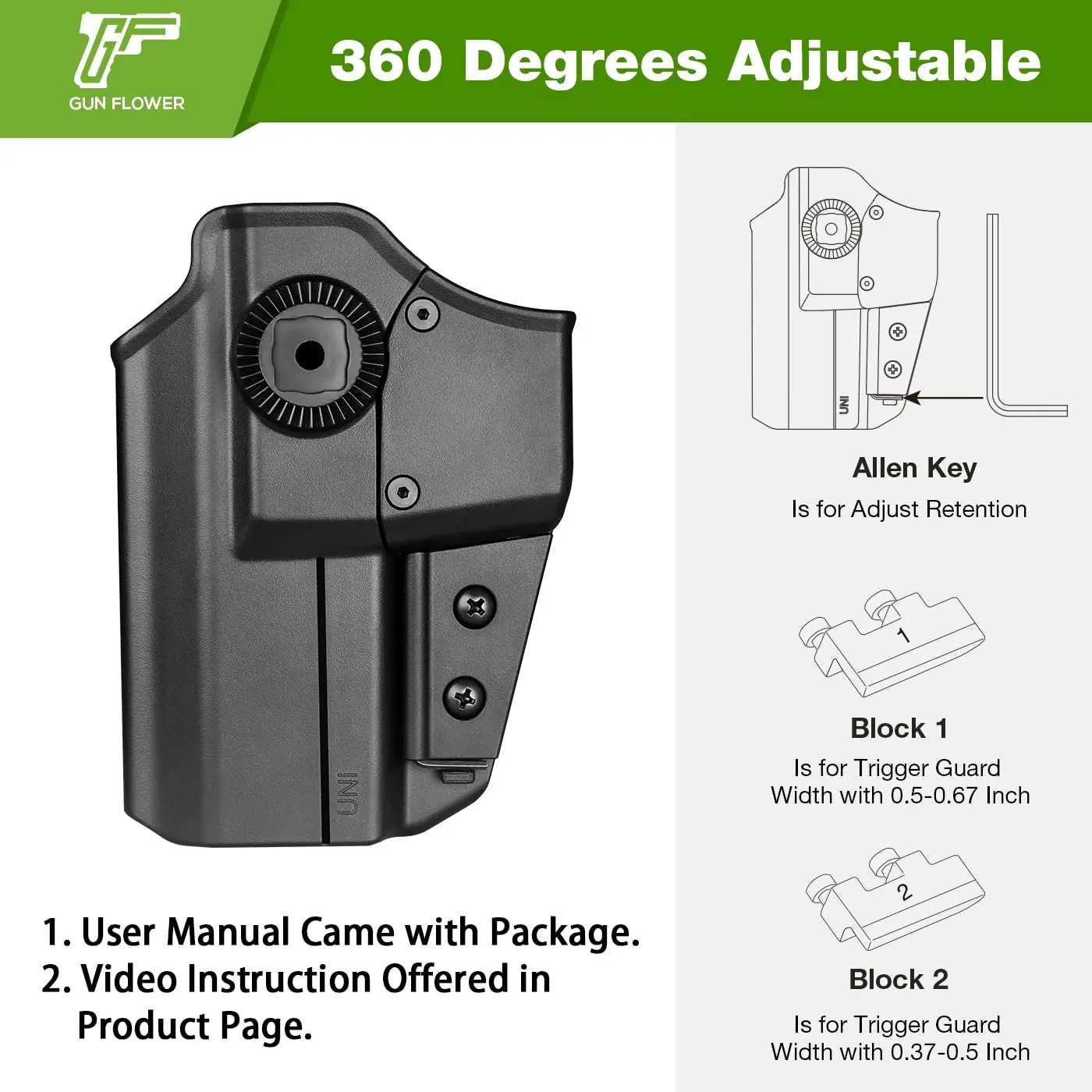 Sistema de liberación de dedo índice Universal OWB, retención Adj, se adapta a más de 100 pistolas para pistolas de tamaño completo y compacto - imagen 2
