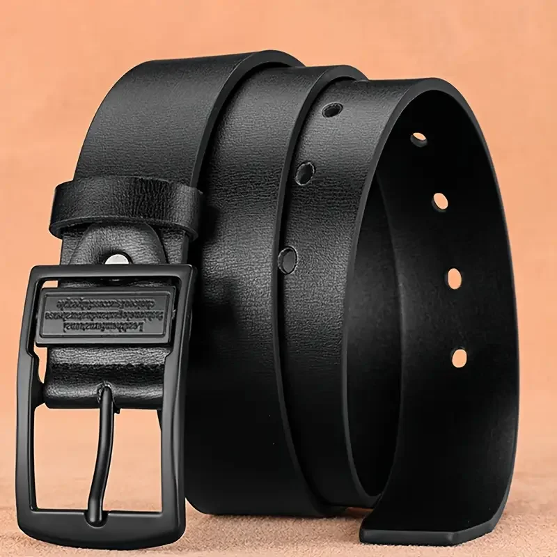 Nuevo cinturón de cuero de vaca para hombre, hebilla de Pin de aleación de Metal a la moda, pantalones vaqueros de marca de lujo para adultos, cintura informal de negocios, correa para hombre - imagen 5