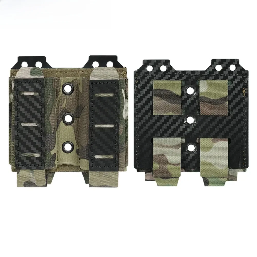Portarrollos táctico de doble cámara con patrón de fibra de carbono, equipo de caza al aire libre, bolsa Molle de liberación rápida - imagen 5
