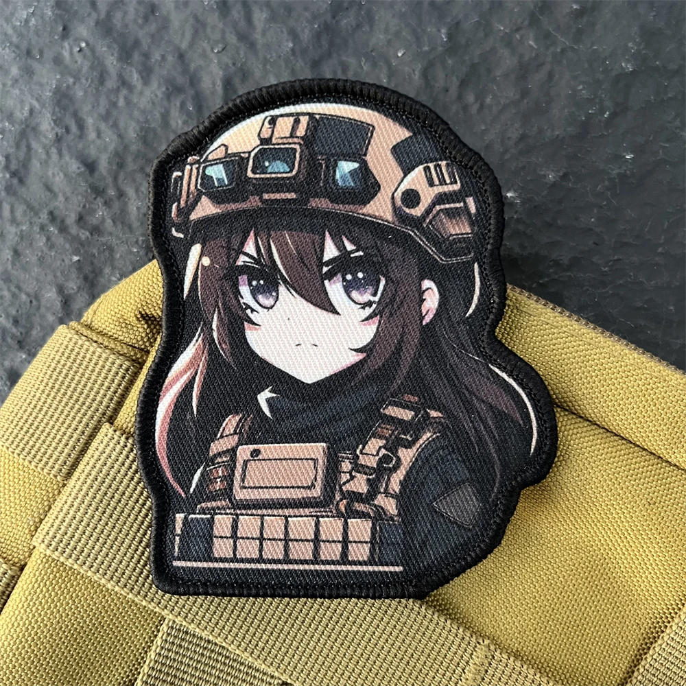 Insignia de moral de Anime japonés, parche de gancho y bucle estampado bidimensional para chica, pegatina decorativa para mochila táctica - imagen 4