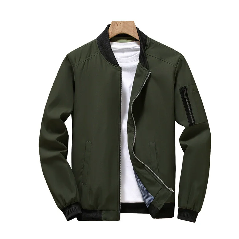 Primavera otoño hombres chaqueta bolsillos chaquetas casuales al aire libre cuello cremallera Bomber abrigo de talla grande nueva Moto Biker prendas de vestir hombre - imagen 5