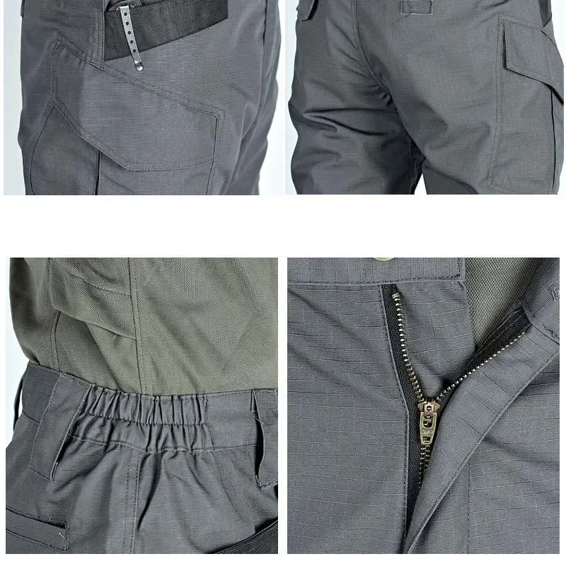 Pantalones tácticos con múltiples solapa y bolsillos para hombre, pantalón Cargo recto, informal, de algodón, para exteriores, senderismo, Camping, entrenamiento, trabajo - imagen 5
