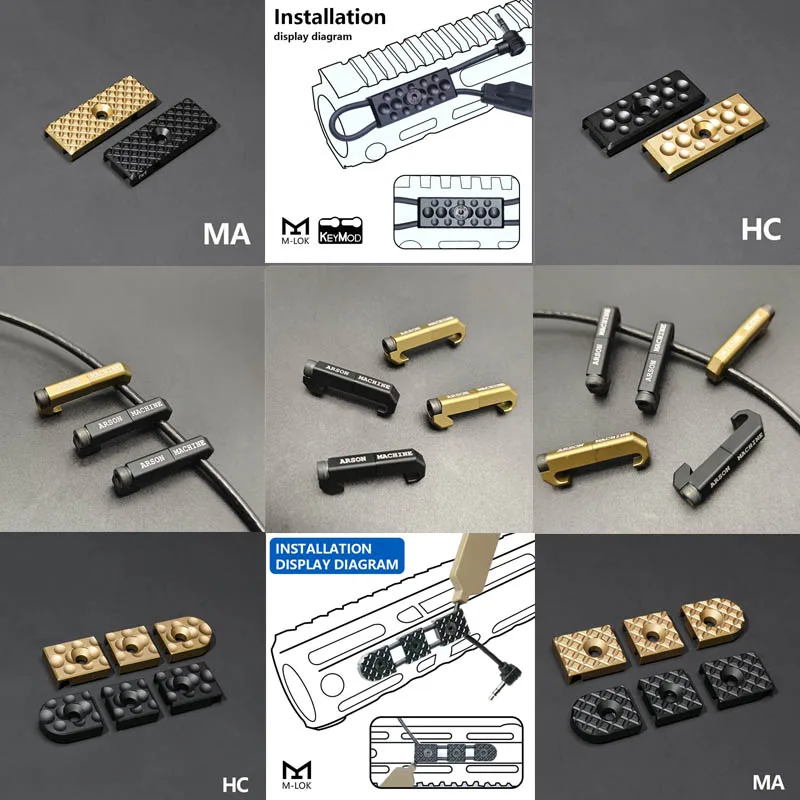 Tácticas Airsoft gestión de cables máquina Arson presenta ajuste MLOK Keymod WireGuide sistema CNC PEQ M600 linterna almohadilla de presión