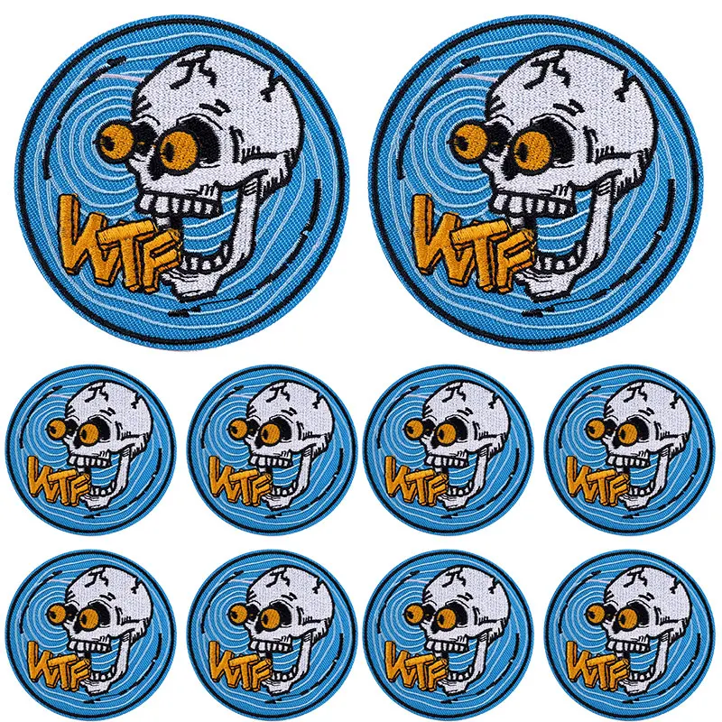 Prajna 10 unids/lote parche bordado de calavera Punk parches para planchar para ropa DIY parches de esqueleto de roca en ropa pegatinas para planchar - imagen 4