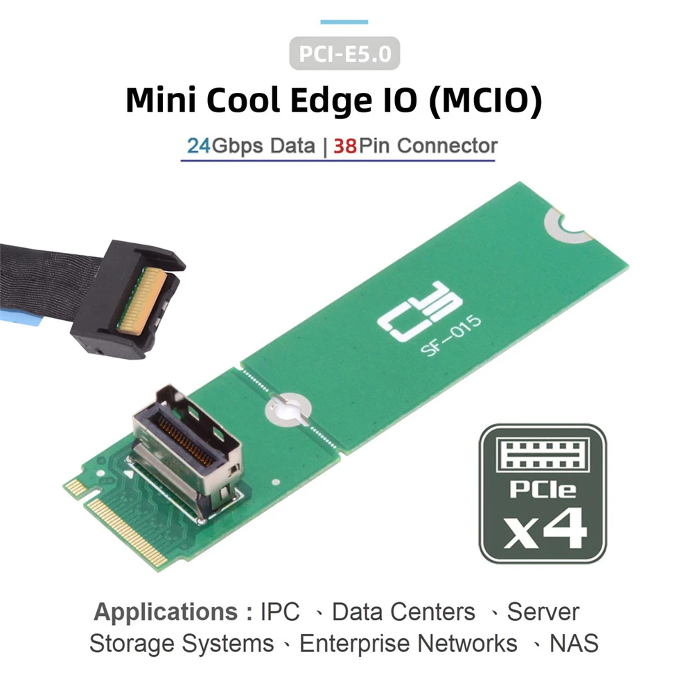 CY PCI-E 5,0 4,0 M.2 m-key a MCIO Mini Cool Edge IO adaptador de Host hembra para PCIe Nvme SSD 2280 2230 - imagen 4