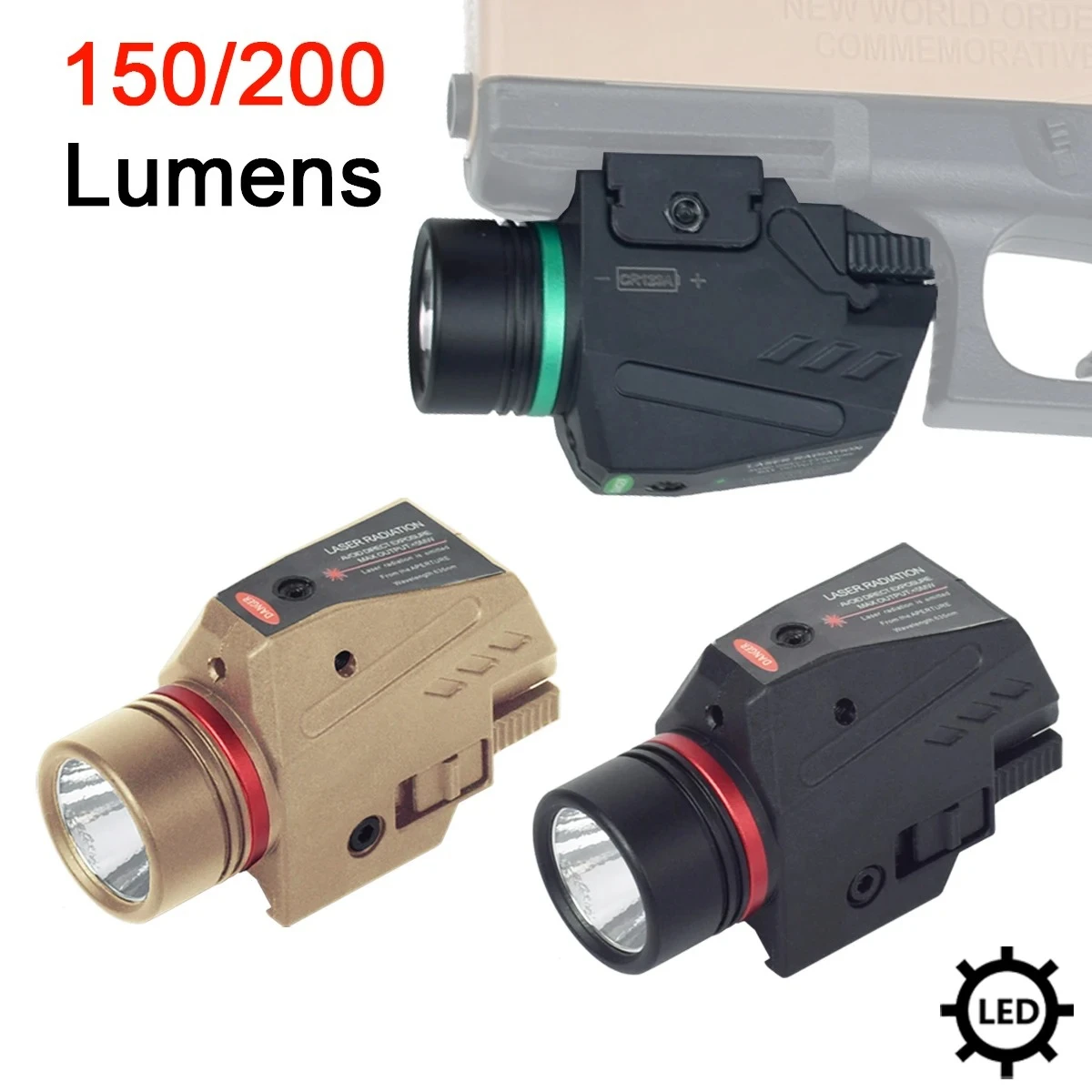 Linterna LED compacta táctica G/R, Combo de armas, luz de pistola para riel de 20mm, luz de explorador para pistola 911 G 17 G19 - imagen 2