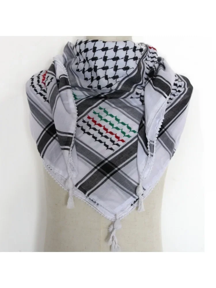 Pañuelo árabe keffiyeh unisex – Bufanda desierto algodón con borlas - imagen 5