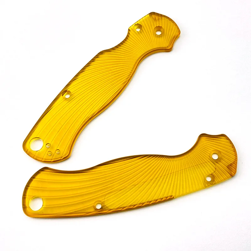 Básculas de mango de agarre PEI transparente con patrón de línea para Spyderco C81 Paramilitar 2 Para2 cuchillos accesorios de repuesto DIY