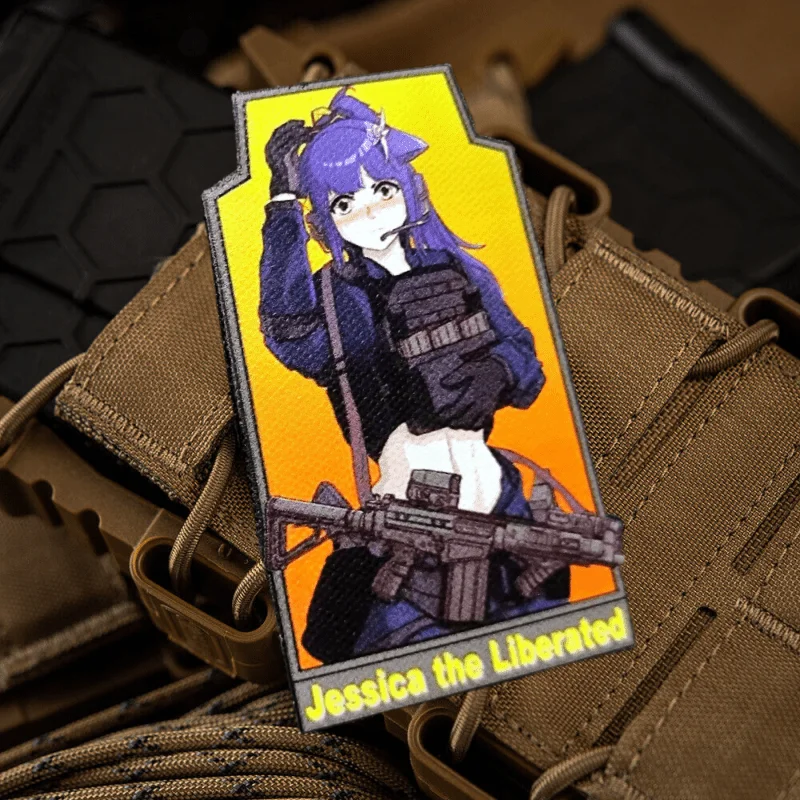 Parche estampado de Jessica del Arca de Amanhã, parche de gancho y bucle de chica de Anime, insignia de moral militar, brazalete, pegatinas para mochila - imagen 2