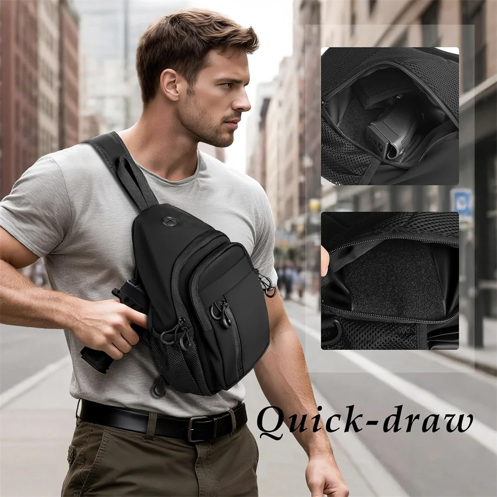 Bolsa de transporte oculta para pistola, funda para pistola, bandolera, bandolera, para hombre y mujer, con múltiples bolsillos, Universal, para hombro - imagen 5