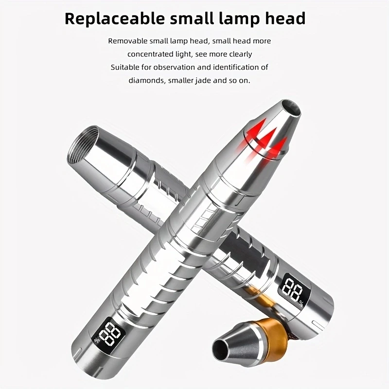 Linterna LED LCD recargable por USB, marcador de manchas de mascotas, piedra de Jade, luz de escorpión, 365nm, UV, blanco, amarillo, 3 en 1 - imagen 4