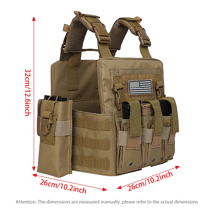 Chaleco de caza con bolsa triple multifuncional, material resistente a desgarros y al desgaste, expandible y desmontable - imagen 5