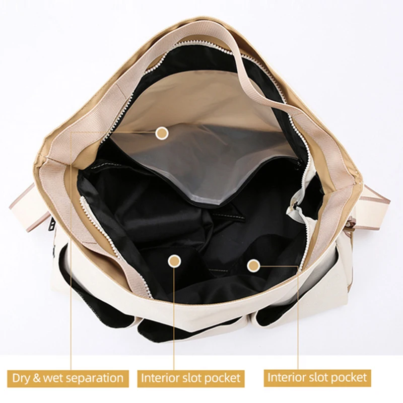 Bolsa de lona deportiva con borde enrollado, bolsas de Yoga para gimnasio, Fitness, Camping al aire libre, senderismo, bolso con zapatos, mochila escolar de viaje grande - imagen 5