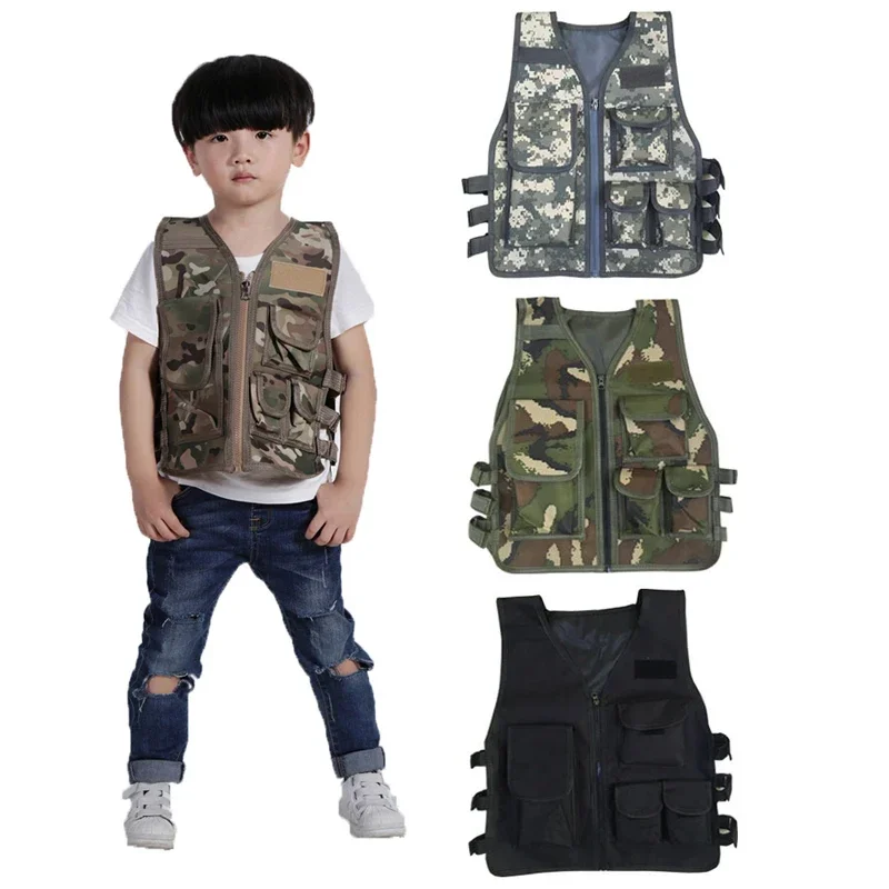 Chaleco táctico para fanáticos del ejército para niños y niñas, chaleco de juego CS de camuflaje para niños, Cosplay de caza, pesca, ropa de juego de guerra CS - imagen 4