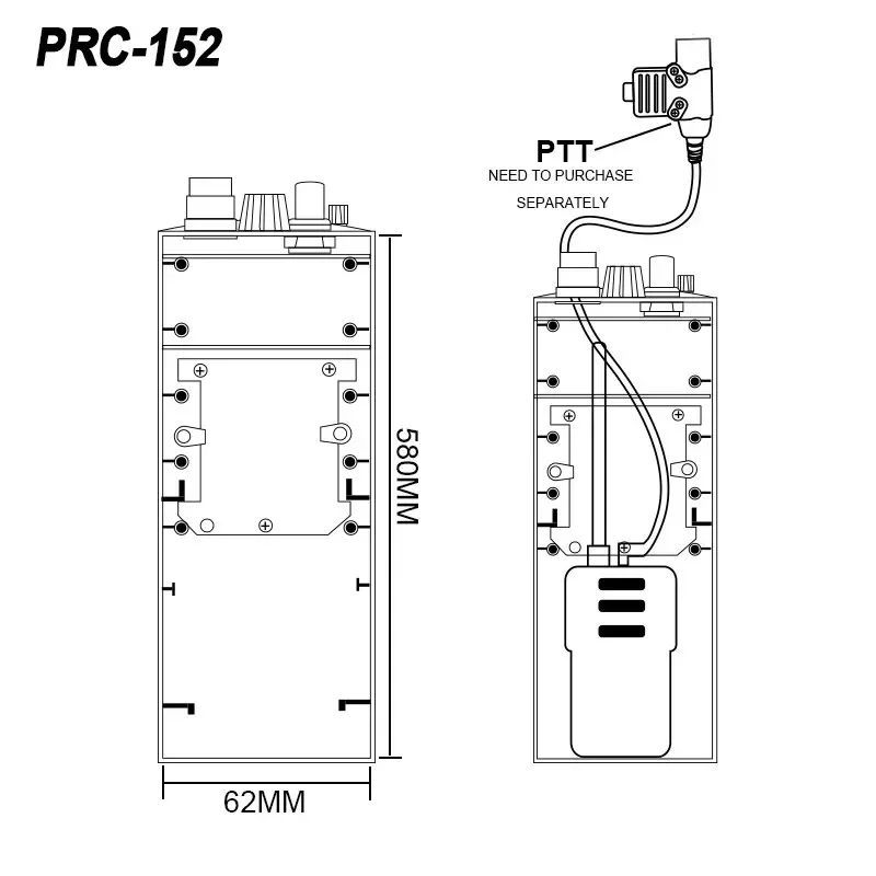 WADSN PRC-148/152 Walkie Talkie Paquete de antena plegable modelo ficticio caso de comunicación caja de Radio no funcional carcasa del interfono - imagen 5