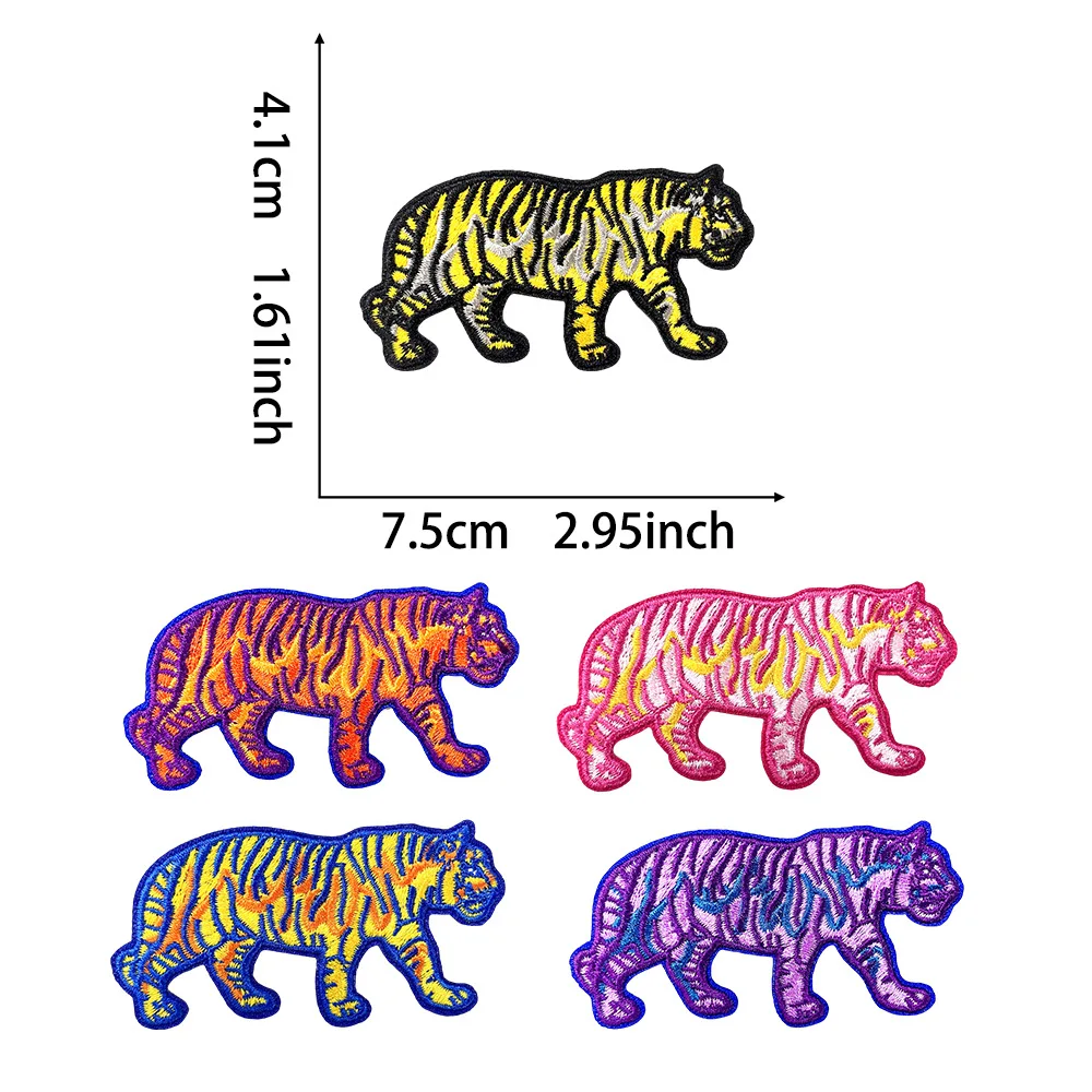 10 unids/lote parche bordado de tigre colorido sombreros chaquetas bolsos parches bordados parches para planchar para ropa pegatinas para coser insignia - imagen 3