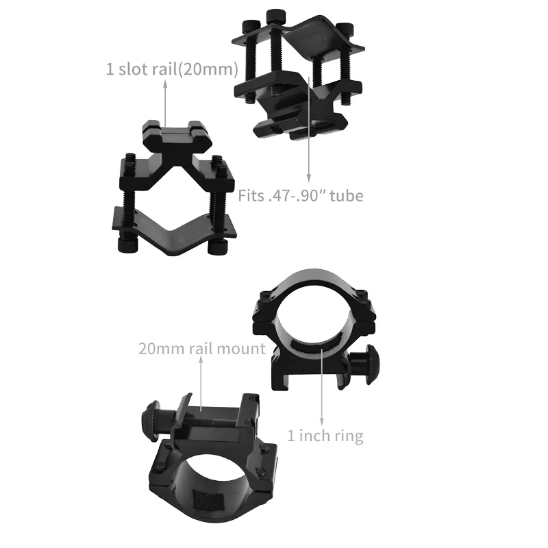 Adaptador de montaje de mira láser para linterna táctica ajustable, Combo de montaje de anillo de alcance desmontable de 1 pulgada para accesorios de caza - imagen 5