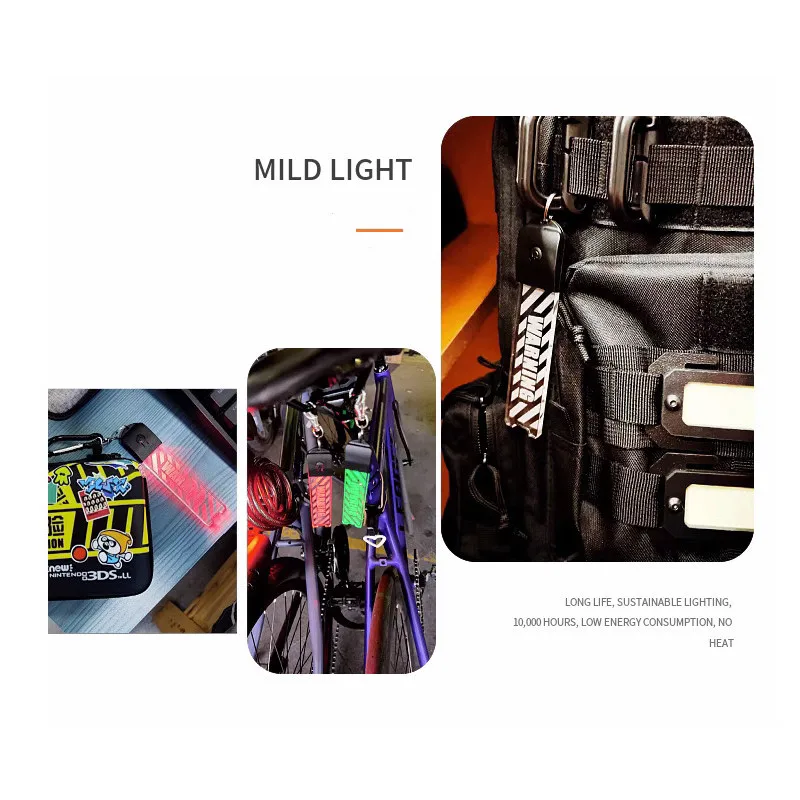 LLavero de luz LED con función de intermitente de advertencia táctica, barra iluminada de punta de seguridad portátil recargable, cambio de Color, 7 colores - imagen 5