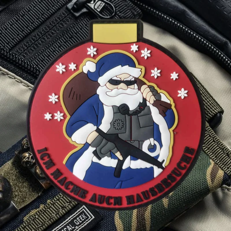 Parche de PVC violento de Papá Noel, chaleco táctico, sombreros con gancho y bucle, insignia de moral, mochila, pegatina decorativa, parches para brazalete para ropa - imagen 5