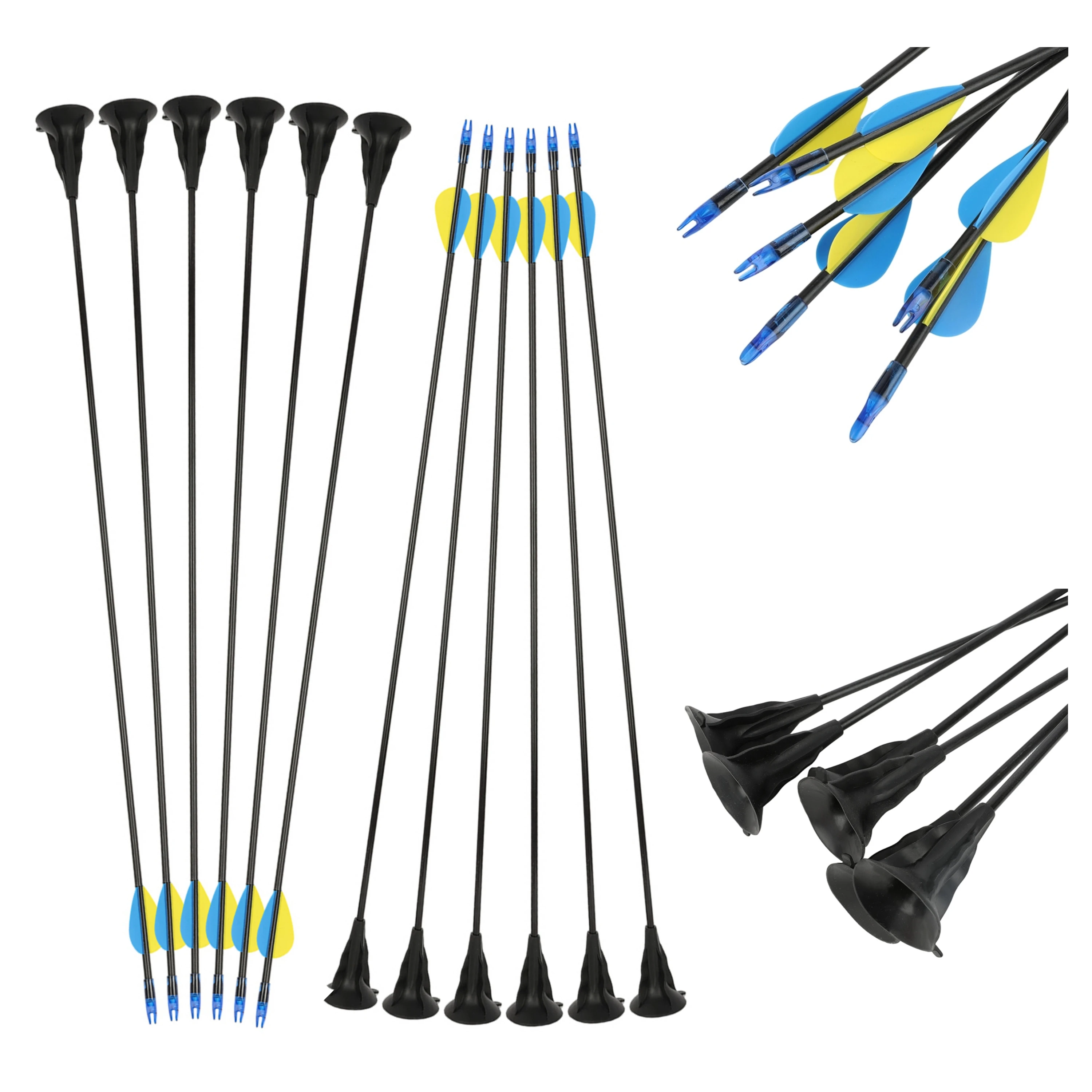 Arco recurve: flechas fibra de vidrio con ventosa y goma