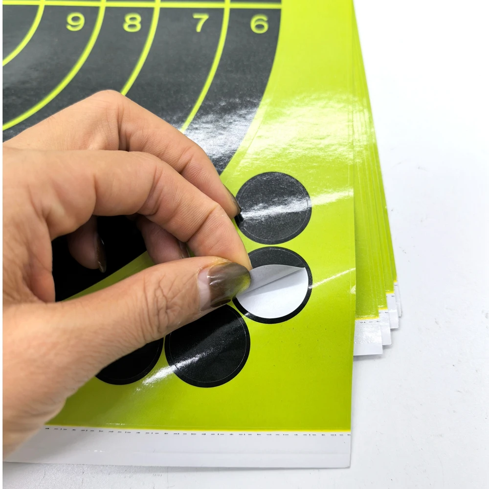10 Uds. De pegatinas de papel autoadhesivas con salpicaduras de tiro para el alcance, 12 "x 12", con comentarios de impacto amarillo - imagen 3